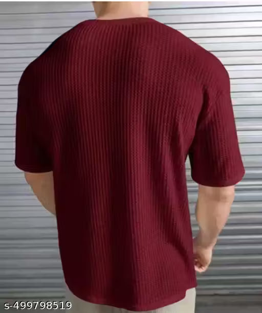At last fashion Men Popcorn Fabric Round Neck Regular Tshirts