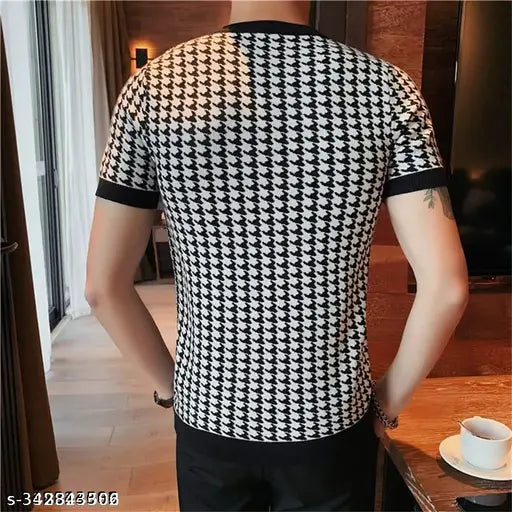 STI Men's Houndstooth Regular Round Multicolor Tshirts